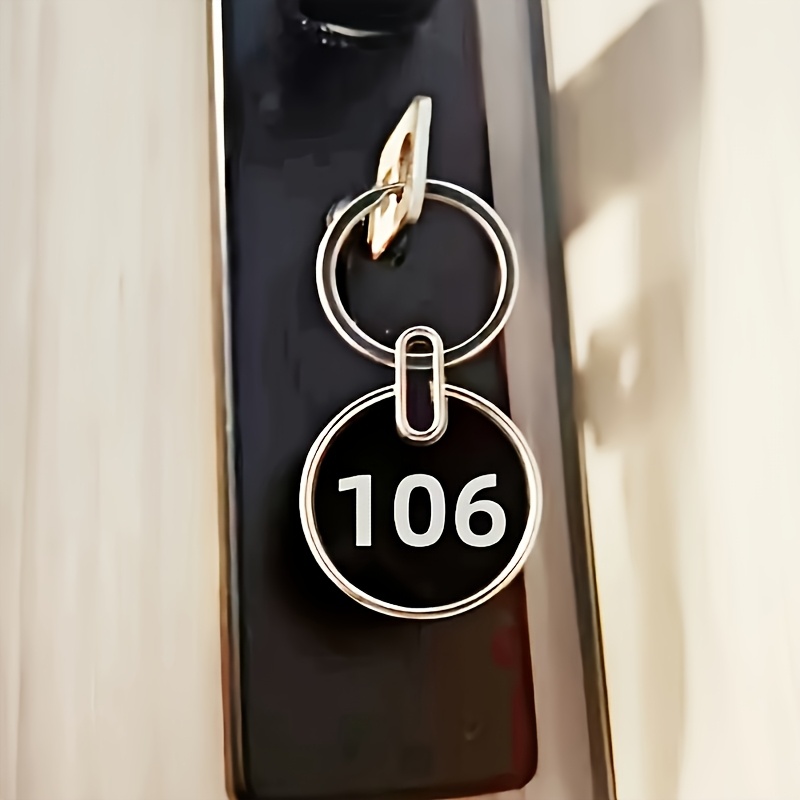TEMU Custom Engraved Alloy Key Tags For Hotels And Homes - Personalized Room Numbers With A 'welcome' Design, Suitable For Business And Residential