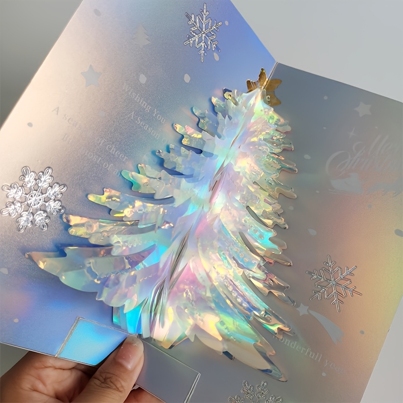 TEMU 3d Pop-up Christmas Greeting Card With Envelope, Creative Sparkling Christmas Tree , Christmas And New Year Greetings Pop-up Card