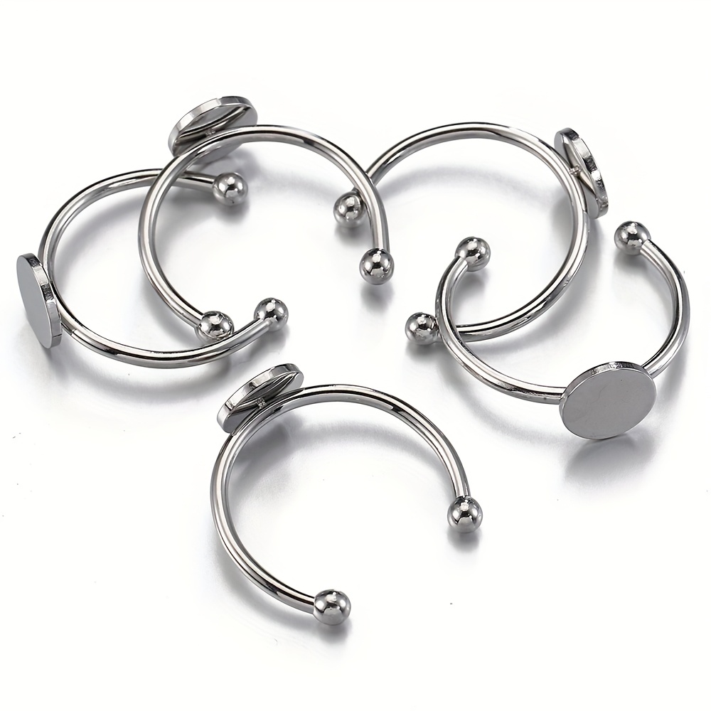 10pcs stainless steel adjustable ring blanks 10 12mm diy