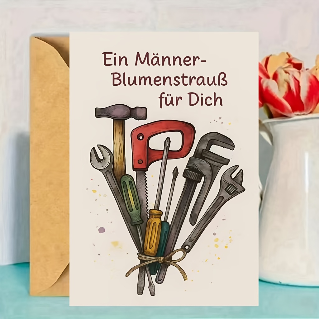A Fun Tool Bouquet Gift, Suitable For Men, Husbands, Birthdays, And Diy Enthusiasts, Including A Unique Greeting Card With An Envelope