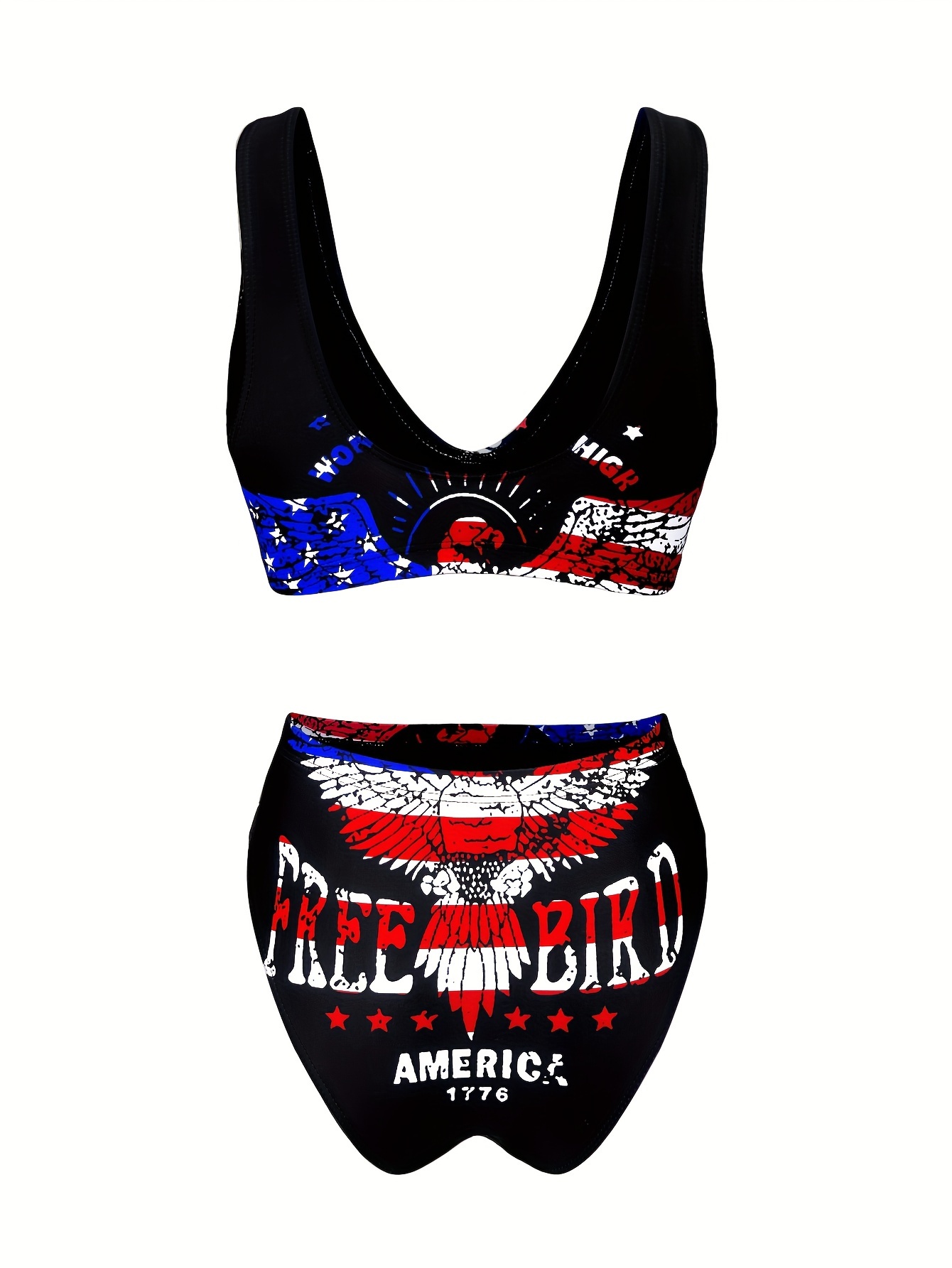 Factory Supply Fashionable Split Swimwear Women's Letter Print Two-Piece Bikini Beach Swimsuit