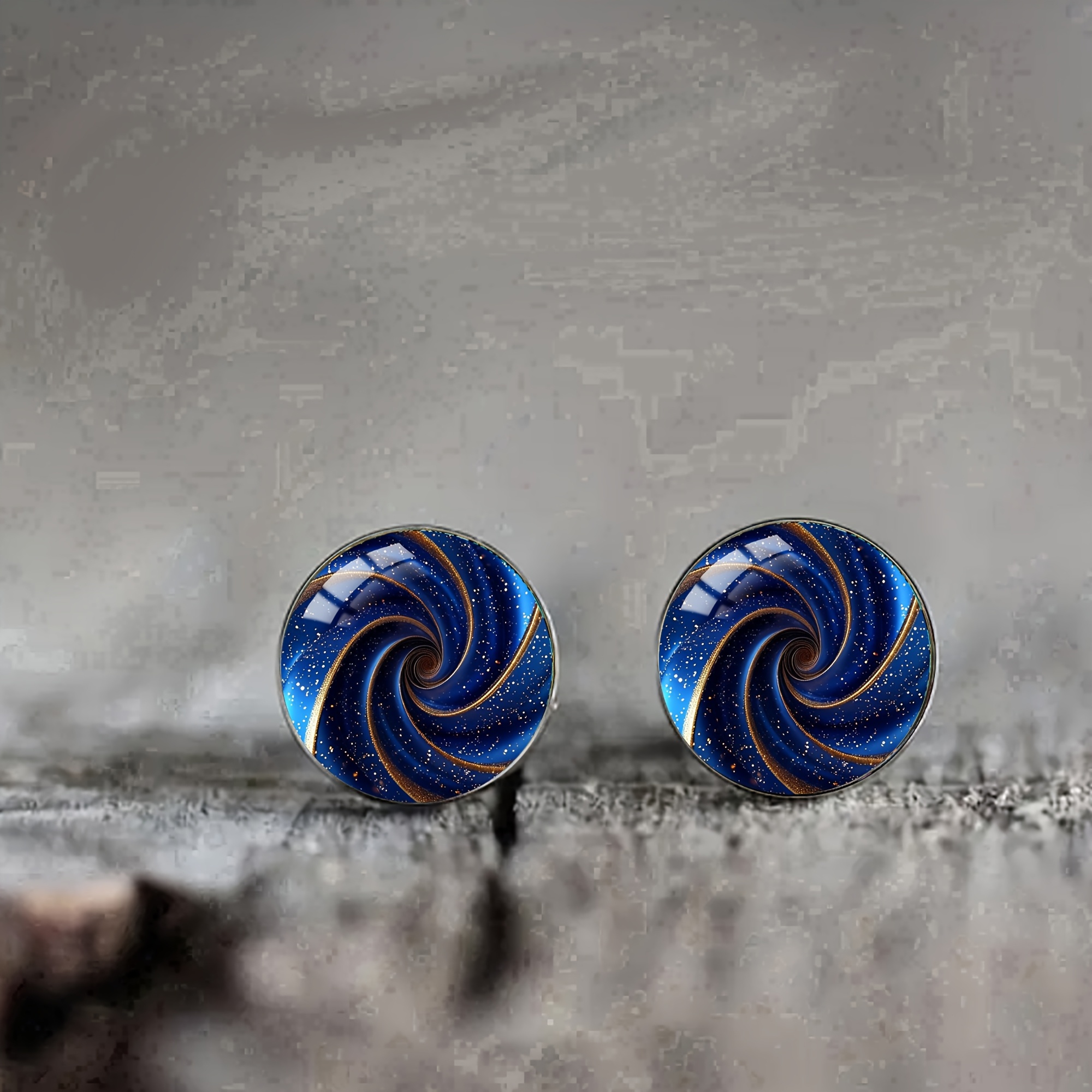Image of 1 Pair Rotating Blue Starlight Stainless Steel Earrings, Elegant Fashionable Daily Wear Jewelry For Men And Women
