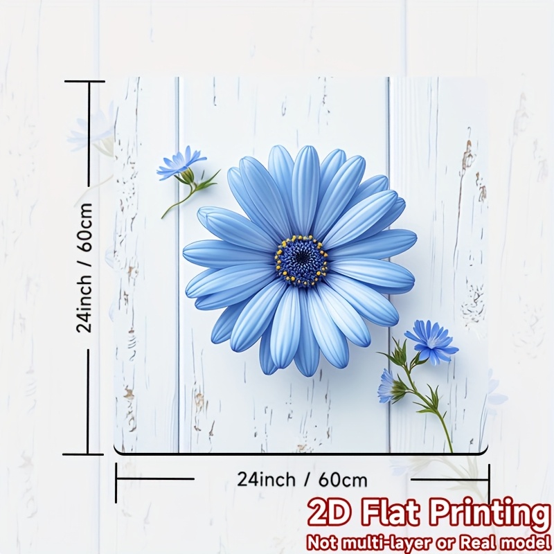 TEMU 1pc Washing Machine Mat - Non-slip Laundry Room Kitchen Bathroom Mat With Blue Floral Daisy Pattern, Easy- For Front Load Washers, Dish Dryer -