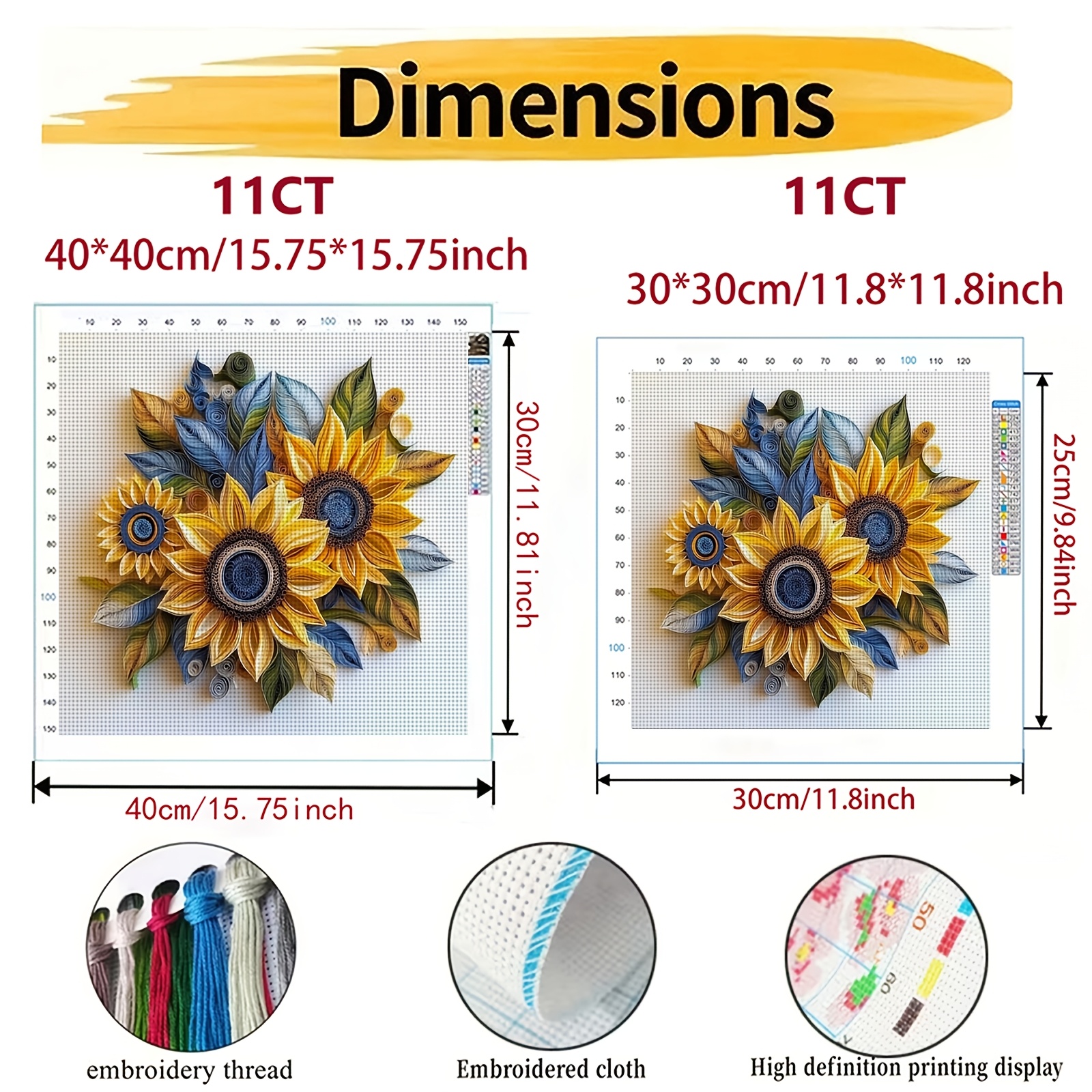 Quilled Sunflower Decoration Cross-Stitch Kit for Beginners