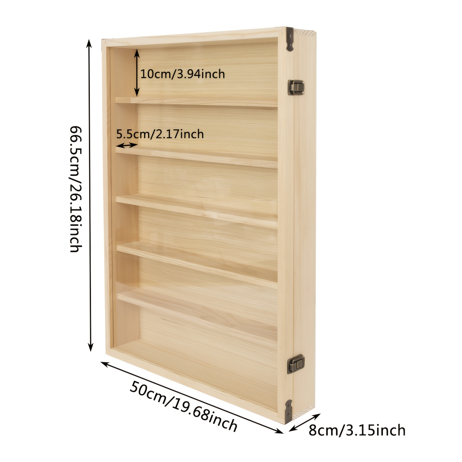 TEMU 1pc 6-story Solid Wood Wall Mounted Figurine Collection Box Wall Display Rack Exquisite Storage Rack