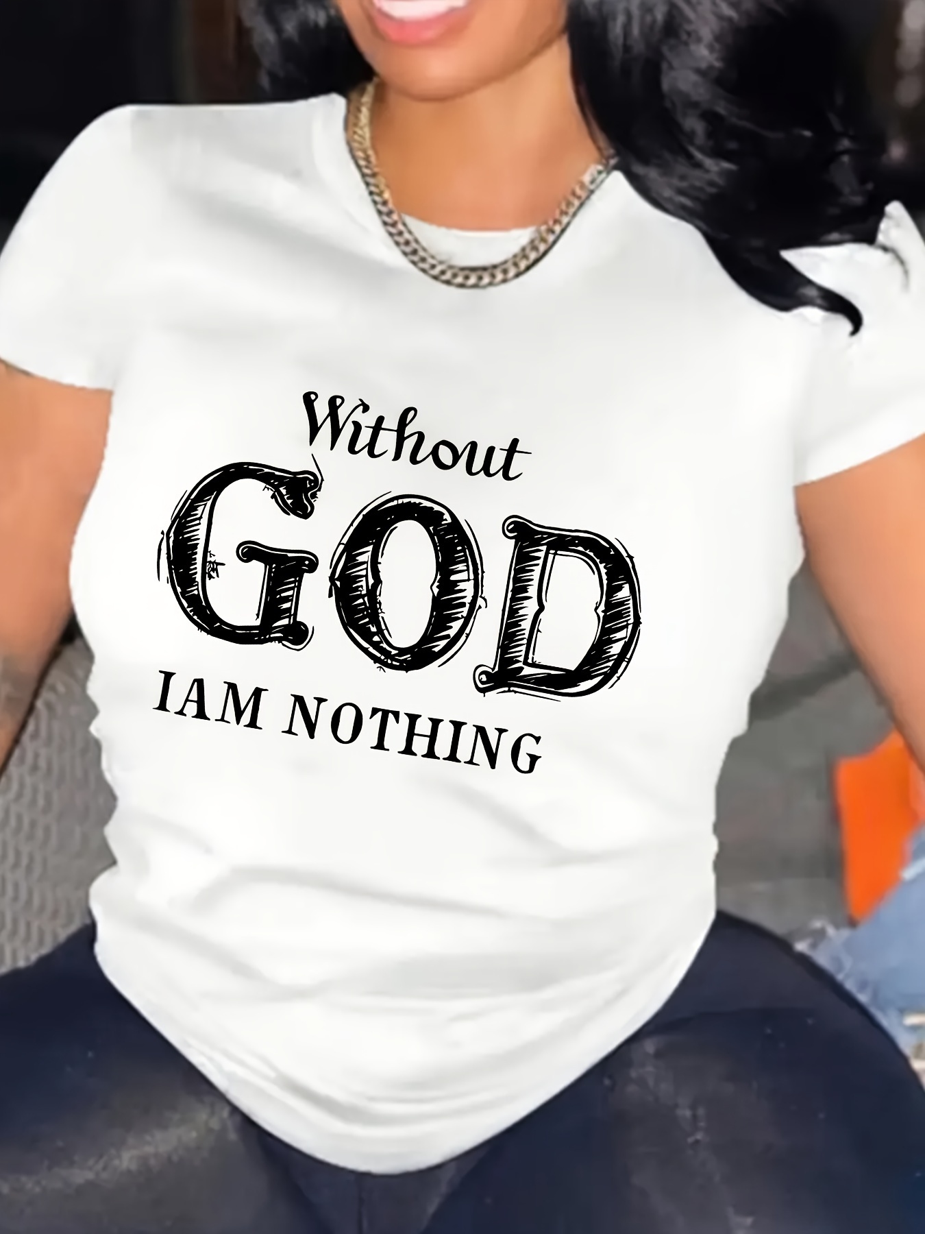 Letter Print Crew Neck T-shirt, Short Sleeve Casual Top For Summer & Spring, Women's Clothing