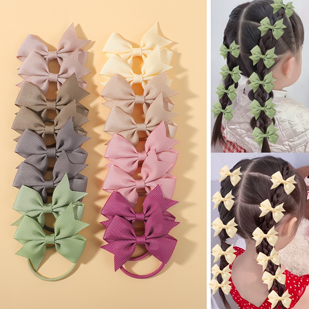 TEMU 16pcs Chouchous Mignons avec Nœud, Élastiques à Cheveux avec Ruban et Nœud, Accessoires Cheveux, Chouchous Queue de Cheval, Multiples Couleurs