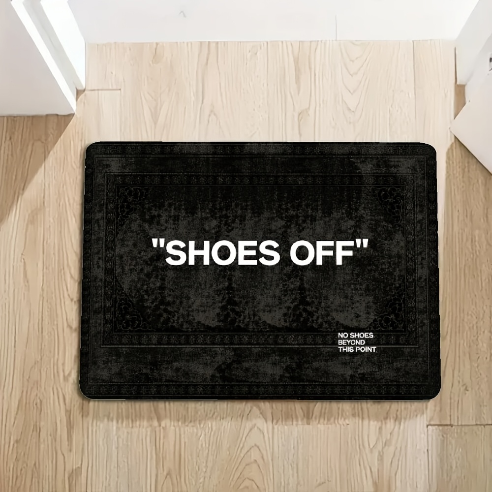 TEMU 1pc Soft Absorbent Flannel Door Mat Suitable For Indoor/outdoor Use, Non-slip Pvc Backing With "please Remove Shoes", Machine Washable Suitable