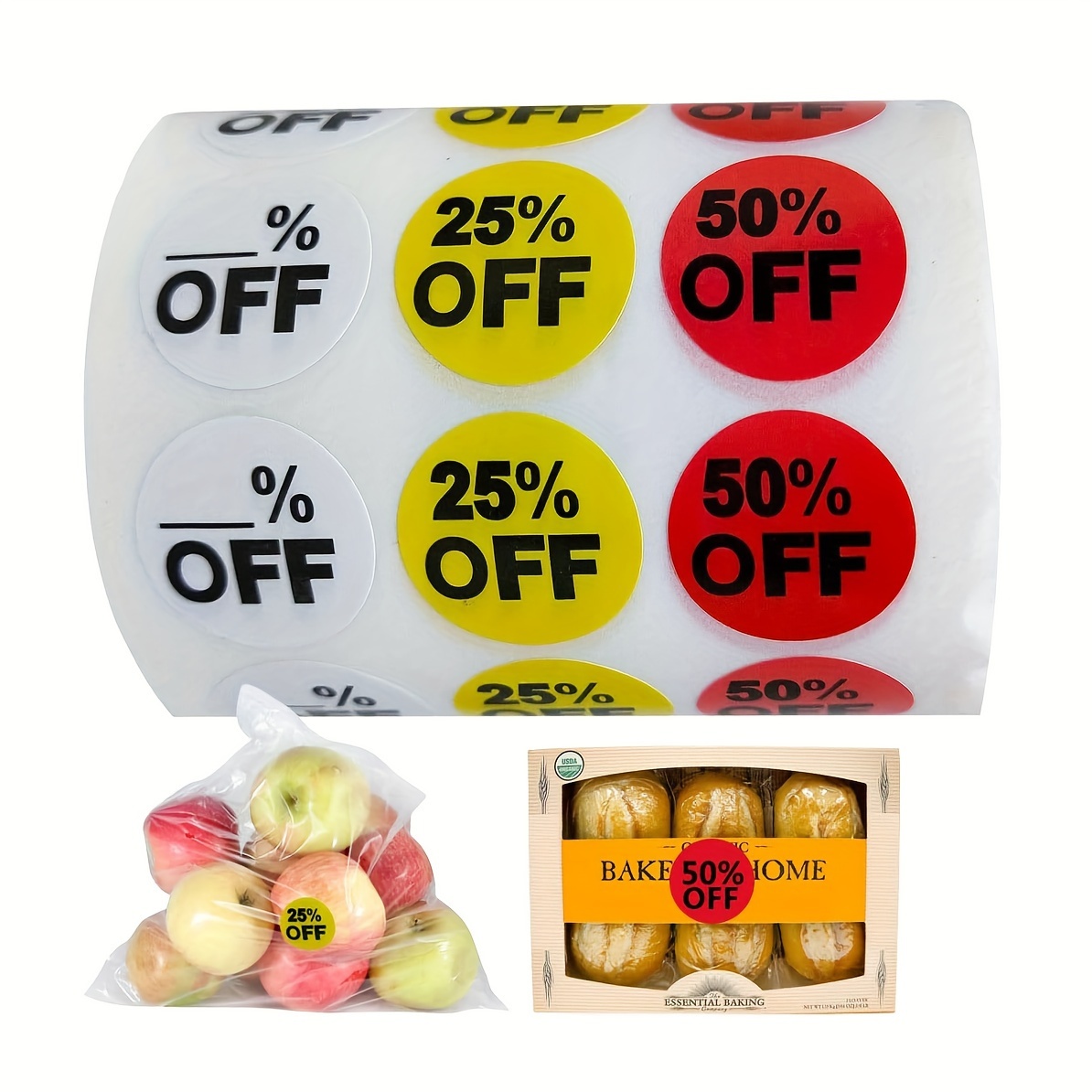 TEMU 1008pz 0.75" Etichette Prezzo Vuote per al - Etichette con Adesivi di Sconto del 25% & 50%