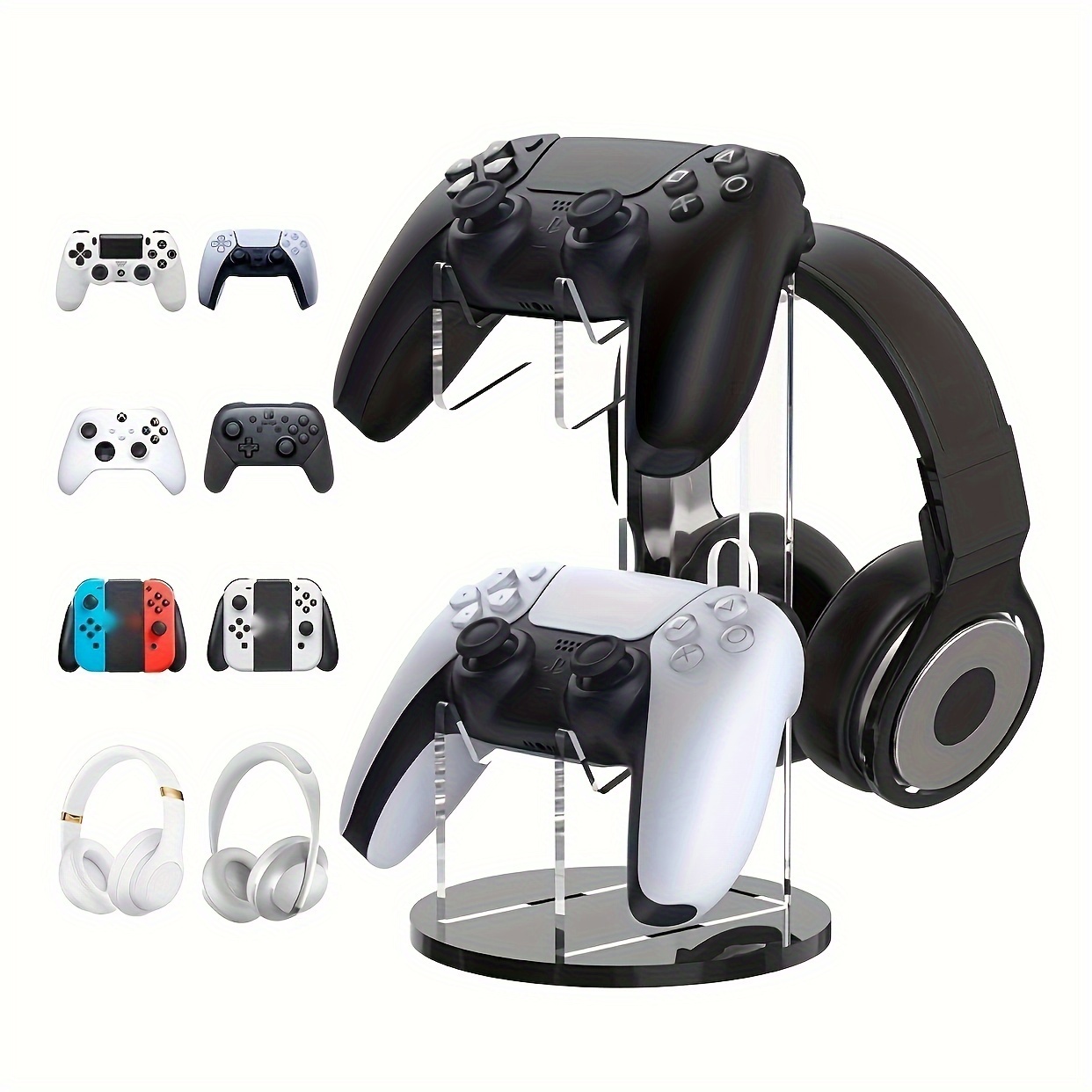 

Support d'Affichage en Acrylique pour Manettes de Jeu & Casque - Compatible avec PS4/5, Accessoires Xbox One, Étagère de Rangement pour Manettes et Écouteurs (Manettes & Écouteurs Non )