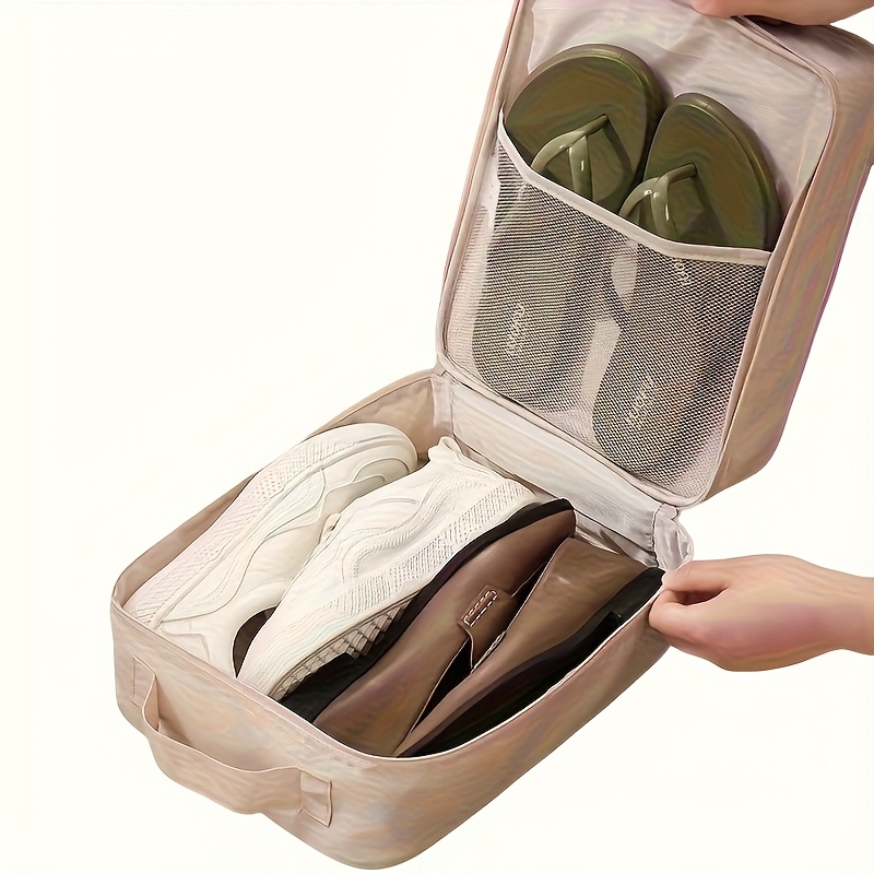 2 in 1 travel shoe storage bag large capacity hanging organizer with mesh side pockets space saving design machine washable polyester   in multiple colors shoe storage bo 6