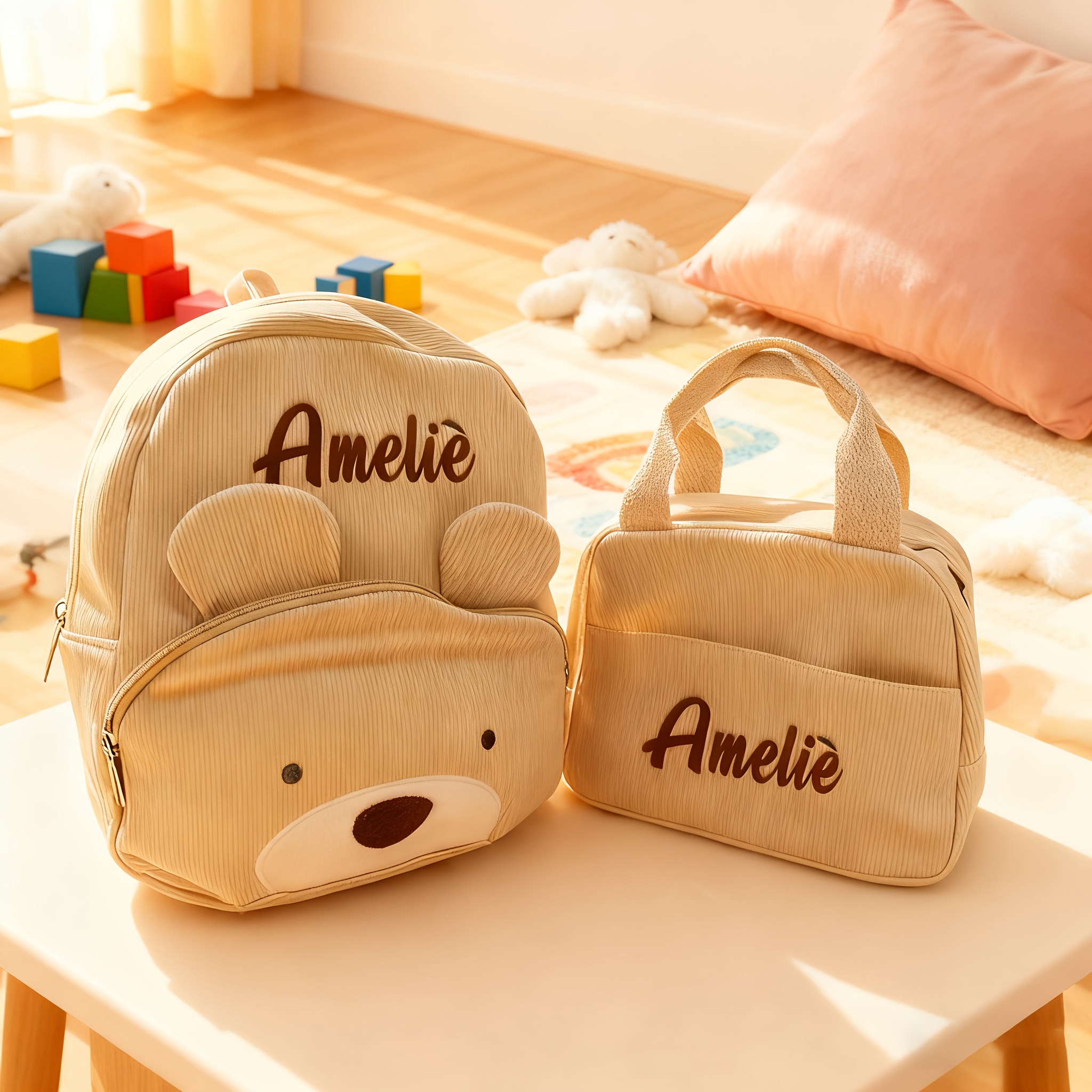 3-5 Years Kids' 2pcs Personalized Backpack Set | Custom Name Embroidery, Cute (backpack + Handbag) | Ideal For Back To School & Preschool Gift