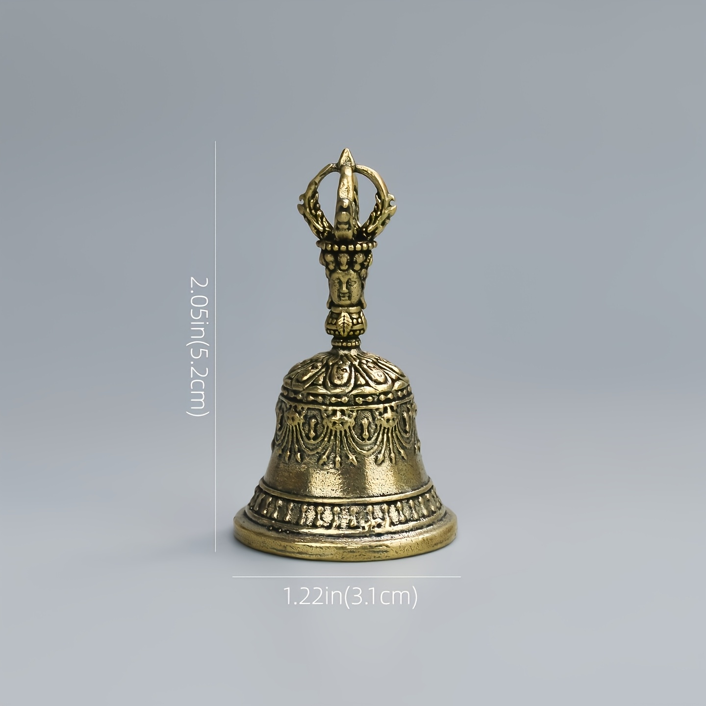 TEMU 1pc Carved Rattle Brass Bell Christmas Bell With Handle Hand-shaken Bell Ornament, Brass , Brass Bell Ornament, Sound, Festive Decorative Metal