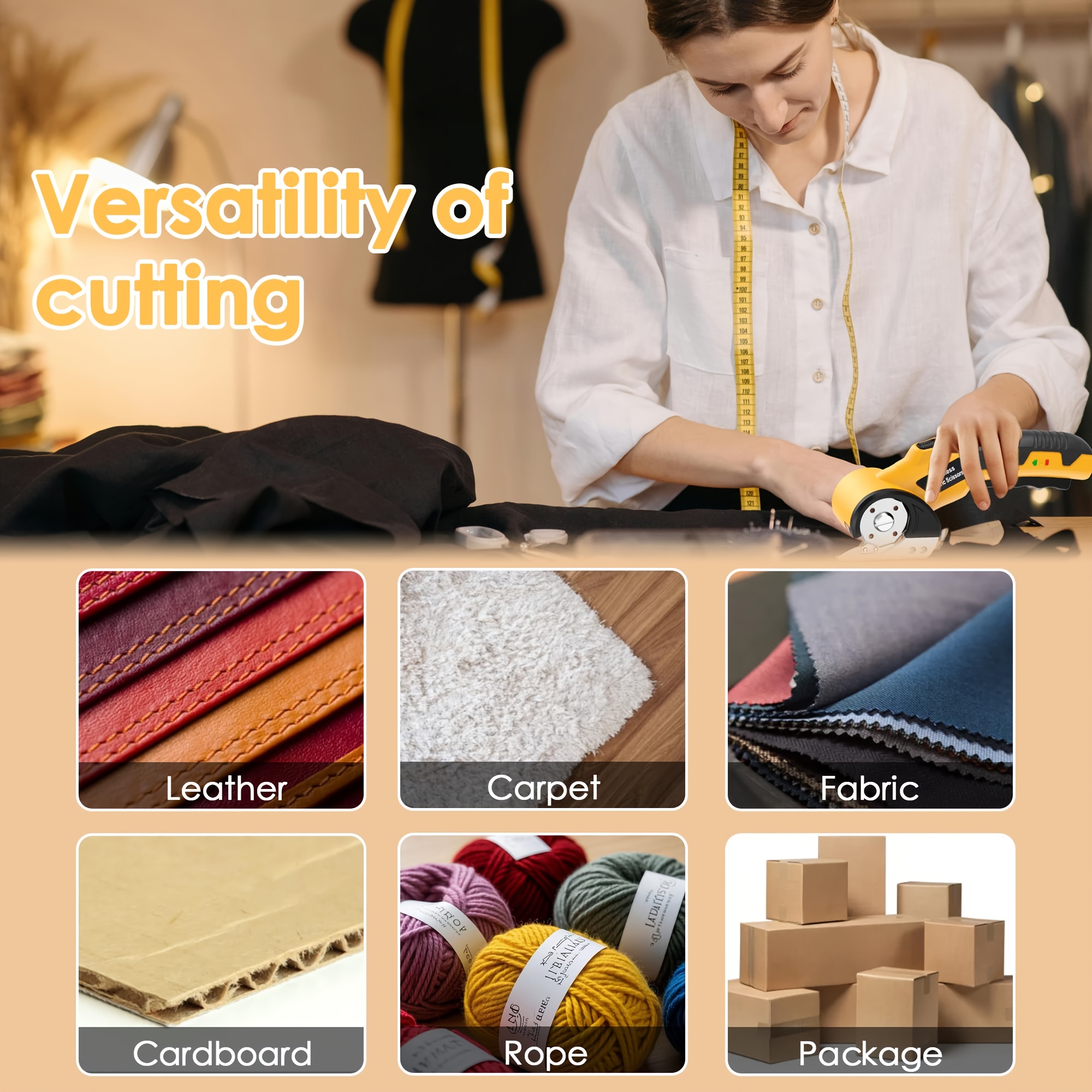 rechargeable electric scissors cordless trimmer for carpet leather cardboard fabric features usb c charging battery indicator   sewing crafting a great gift for christmas thanksgiving halloween Product details 1