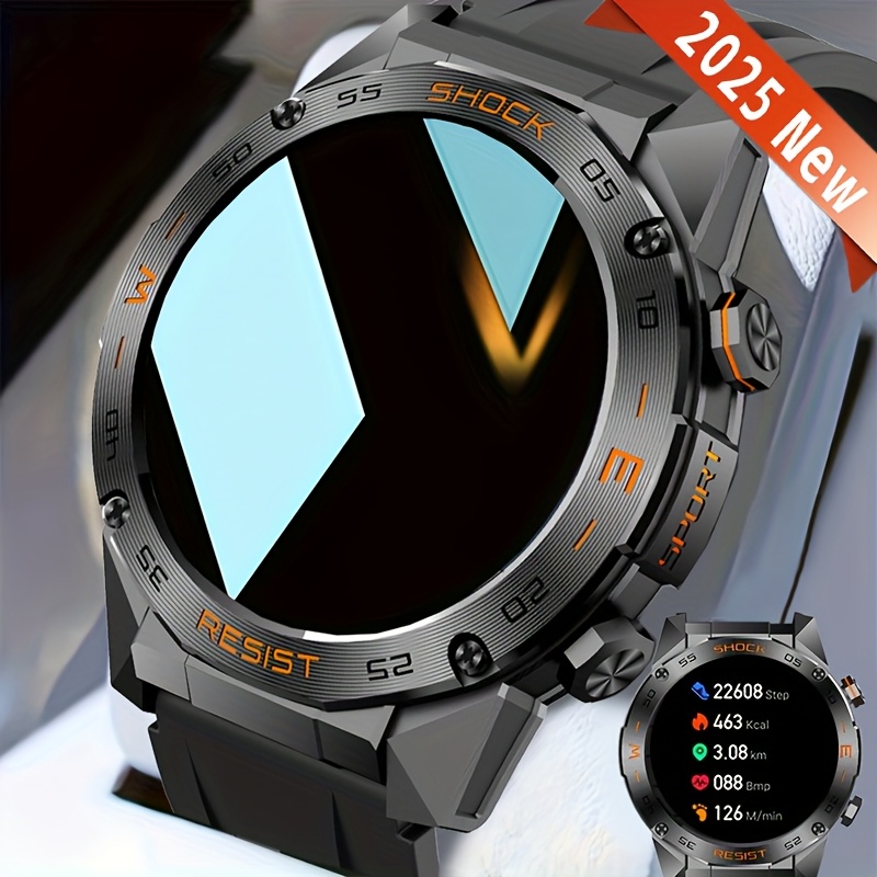 mens smart watch featuring a 1 46 inch high definition display wireless calling and answering monitor over 100 sports   step by step   and ip68