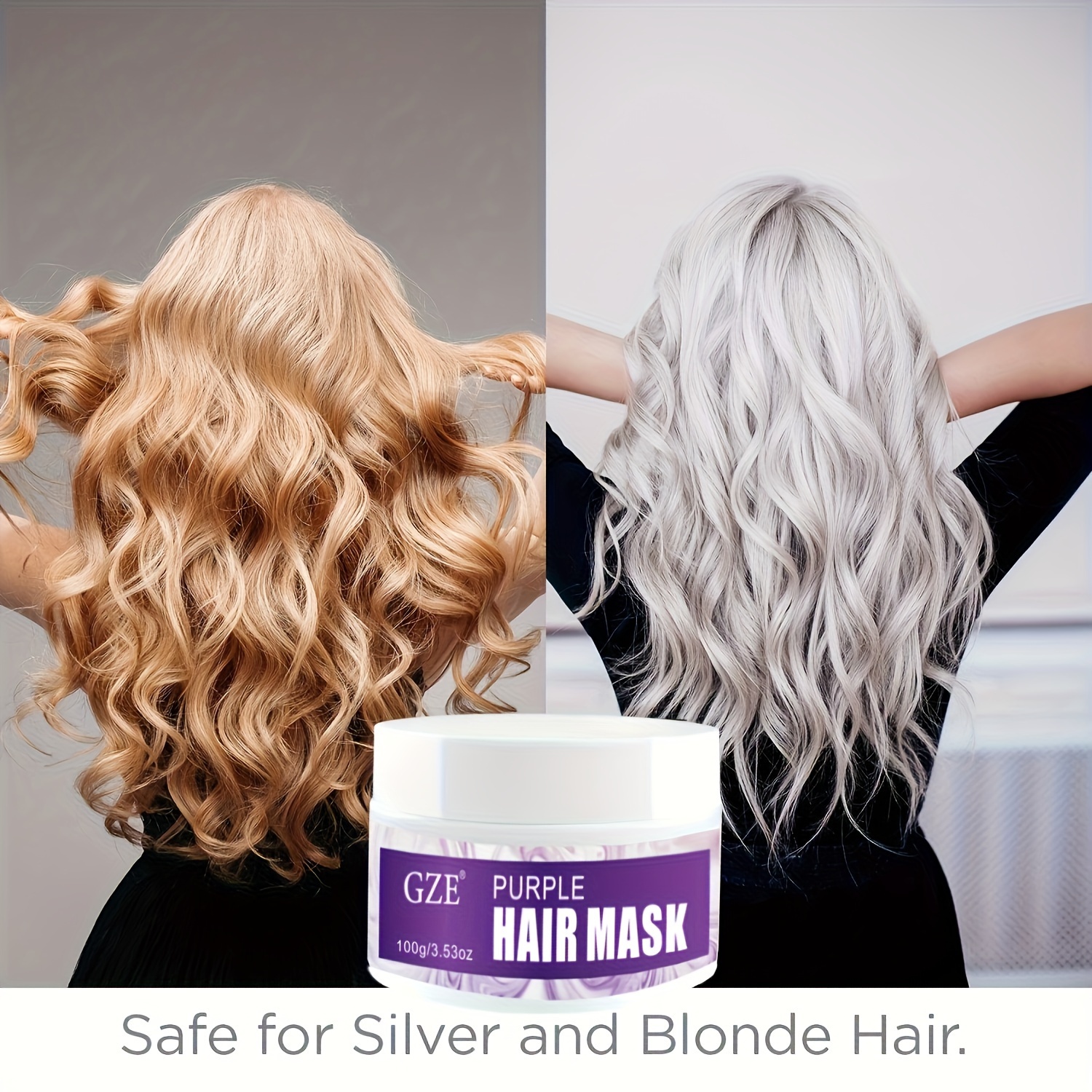 

Purple Hair Mask For Blonde, Silver, Gray- Brass Remove Yellow Tones & Brassiness From Highlighted, Bleached Hair Butter With Argan Oil & Jojoba Oil Cream