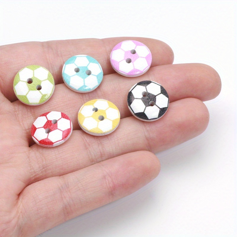 TEMU 30 boutons de couleurs assorties de ballons de football - Parfaits pour les loisirs créatifs et la fabrication de bijoux, comprenant des