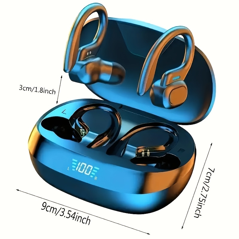 wireless headphones with built in hd microphone led screen charging box automatic pairing and long lasting   suitable for sports cycling driving and daily use ear hanging style earmuffs that are not painful when   for a long time 1