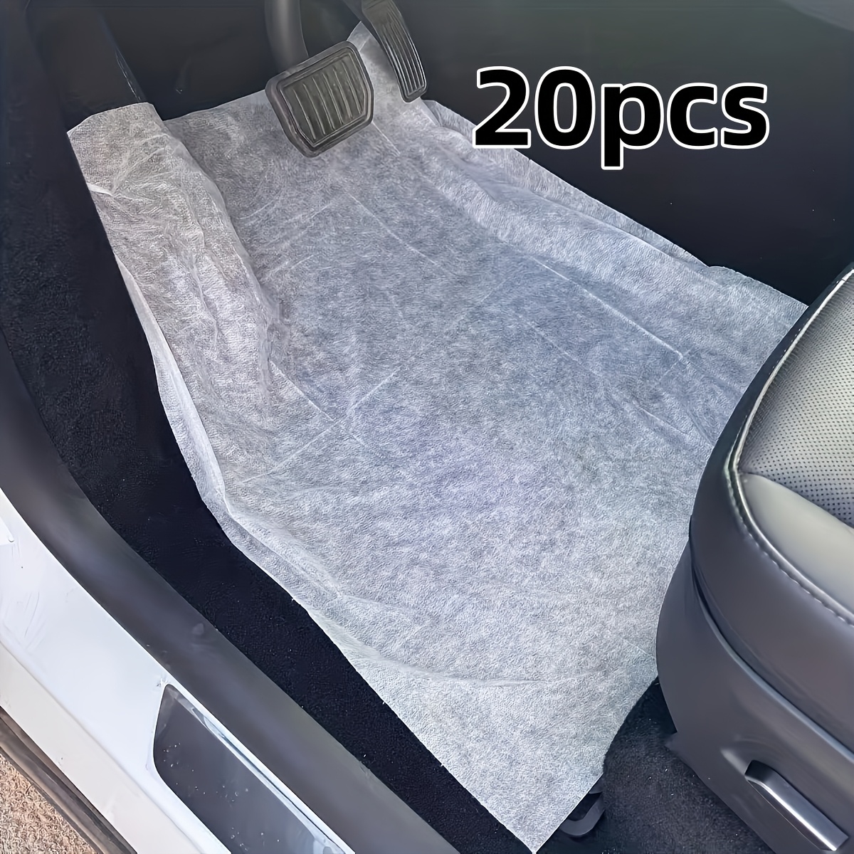 TEMU 20-sheet White Disposable Car Floor Mats - Universal And Easy-to-design Paper Protection Pads, Durable, Suitable For Car Detailing And Cleaning,
