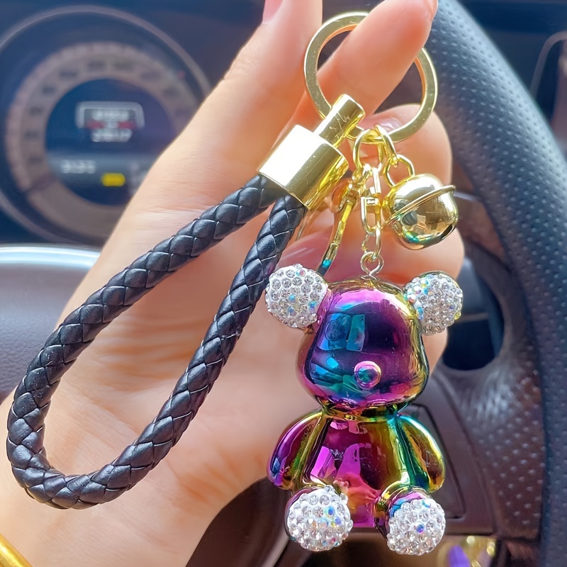 

Diamond-encrusted Bear Keychain - Doll Car Accessory, For