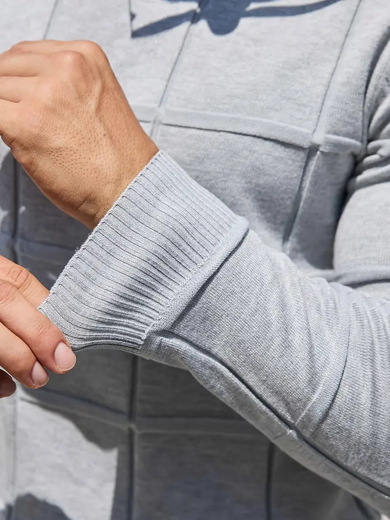 mens heavyweight 100 polyester sweater solid grey round neck long sleeve pullover with h shape silhouette ribbed neckline machine washable casual formal wear durable everyday layering essential Product details 40