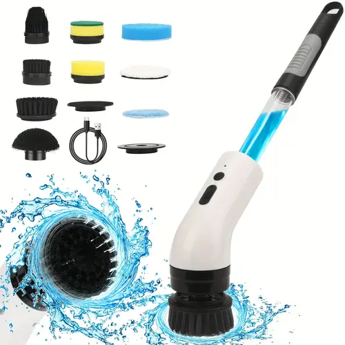 electric bathroom scrubber cordless rotary scrubber with adjustable telescopic arm and 9 replacement brush heads rotary scrubber for bathroom kitchen and tile sets