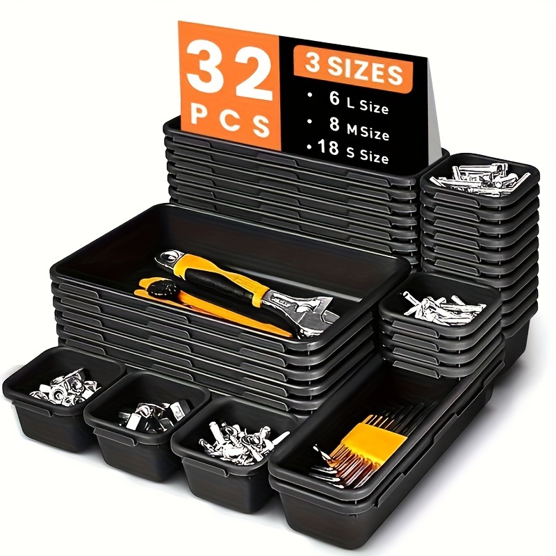 A-LUGEI【32Pcs】 Tool Box Organizer Tray Divider Set for Socket Wrench Screw  Screwdriver, Tool Desk Drawer Organizers and Storage Toolbox, Garage  Organization Rolling Chest Cart Cabinet Accessories : : Tools &  Home Improvement