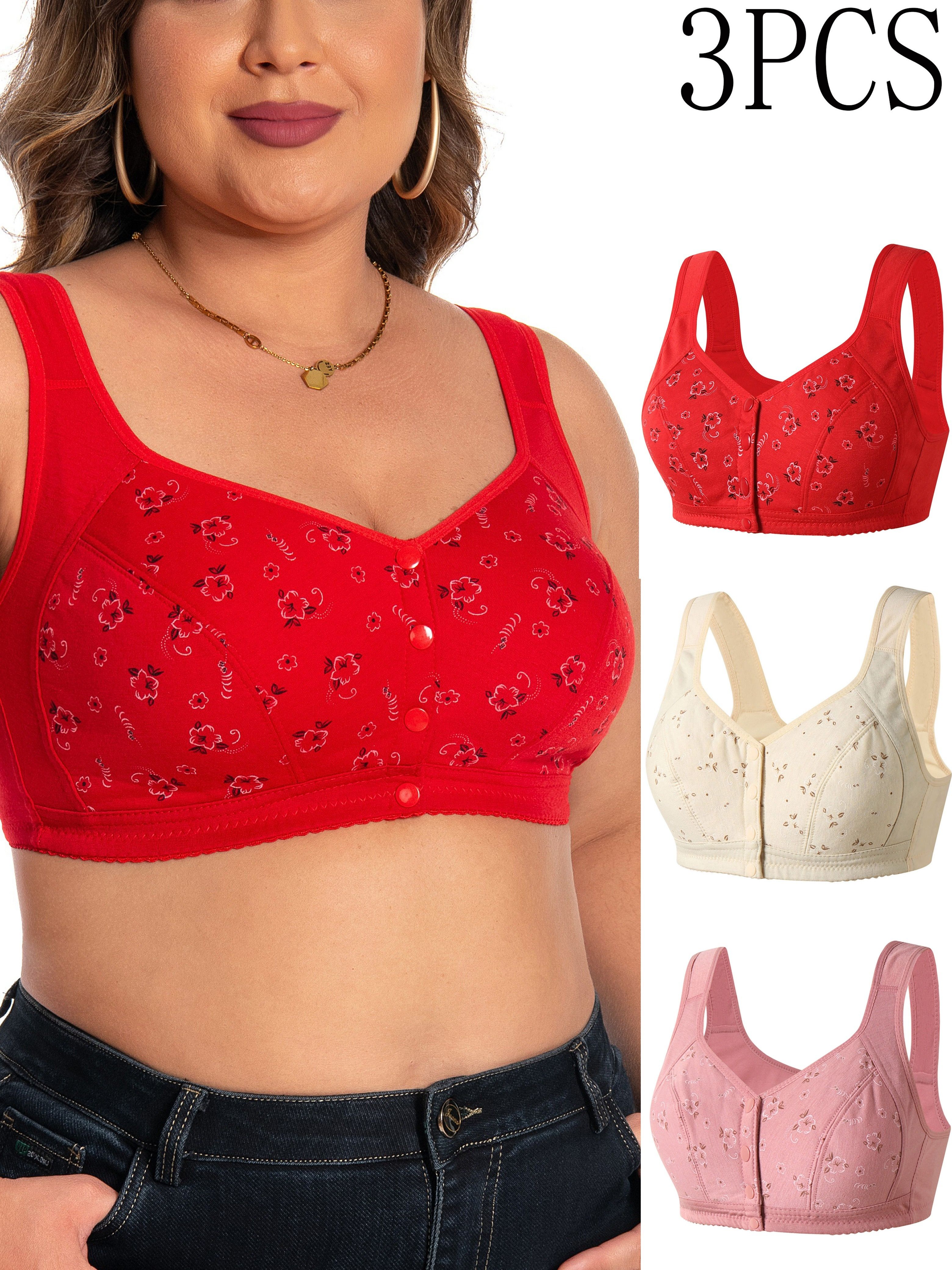 4PCS Front Closure Bras for Women Front Closure Wireless Bra Plus Size  Wireless Bra Daisy Bras for Older Women : : Clothing, Shoes 