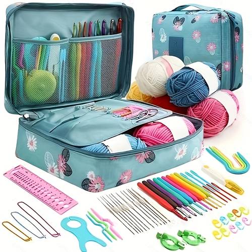 beginners hand crochet set tool yarn storage bag crochet set