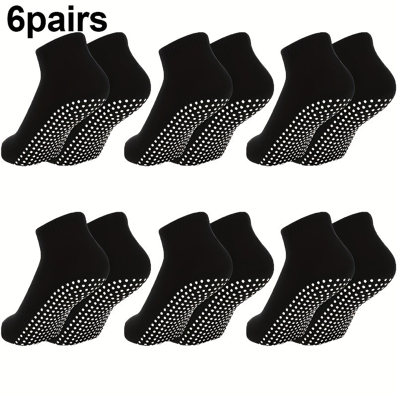 TEMU Lot de 6 paires de chaussettes courtes de yoga unisexes avec semelle antidérapante intégrale, traction en adaptée au Pilates, à la danse, aux