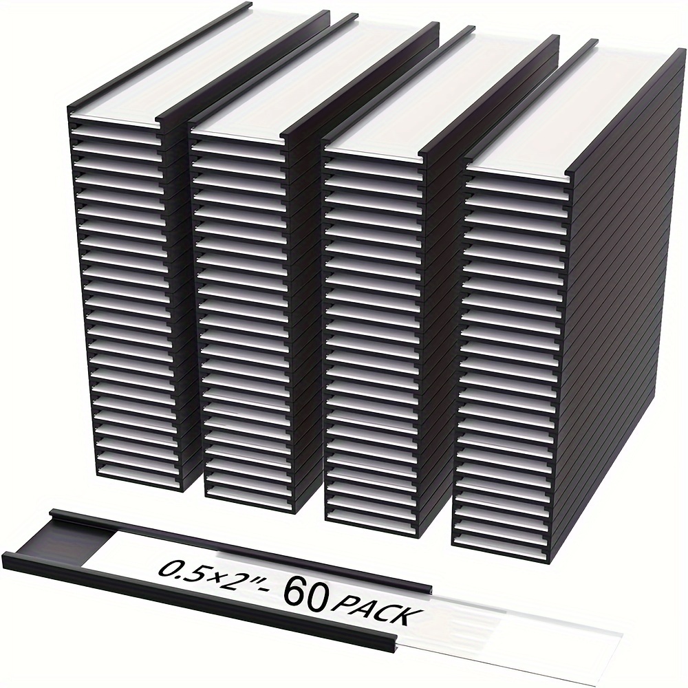 Image of 60 Magnetic Label Holders, Magnetic Label With Magnets And Clear Plastic Protectors, Card Holders For Metal Frames, Whiteboards, Lockers, Toolboxes, Home, Office, Refrigerators