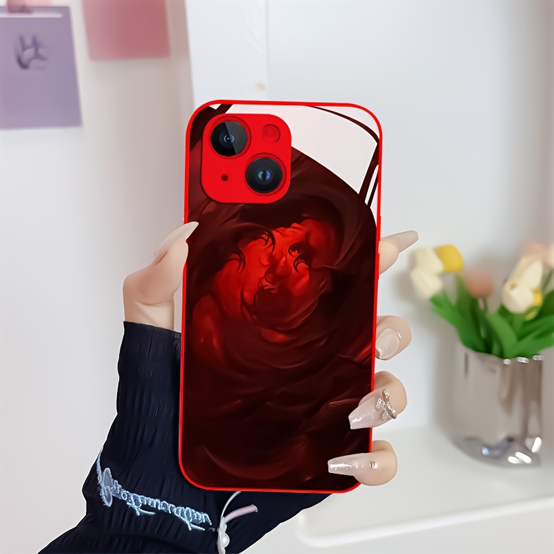 

Creative Horror Soul Summoning Pattern Phone Case Suitable For 15, 14, 13, 12, 11 X/xs Xr Xs Pro Max Plus Red Metallic Paint, Silicone Glass Straight Edge New Protective Case