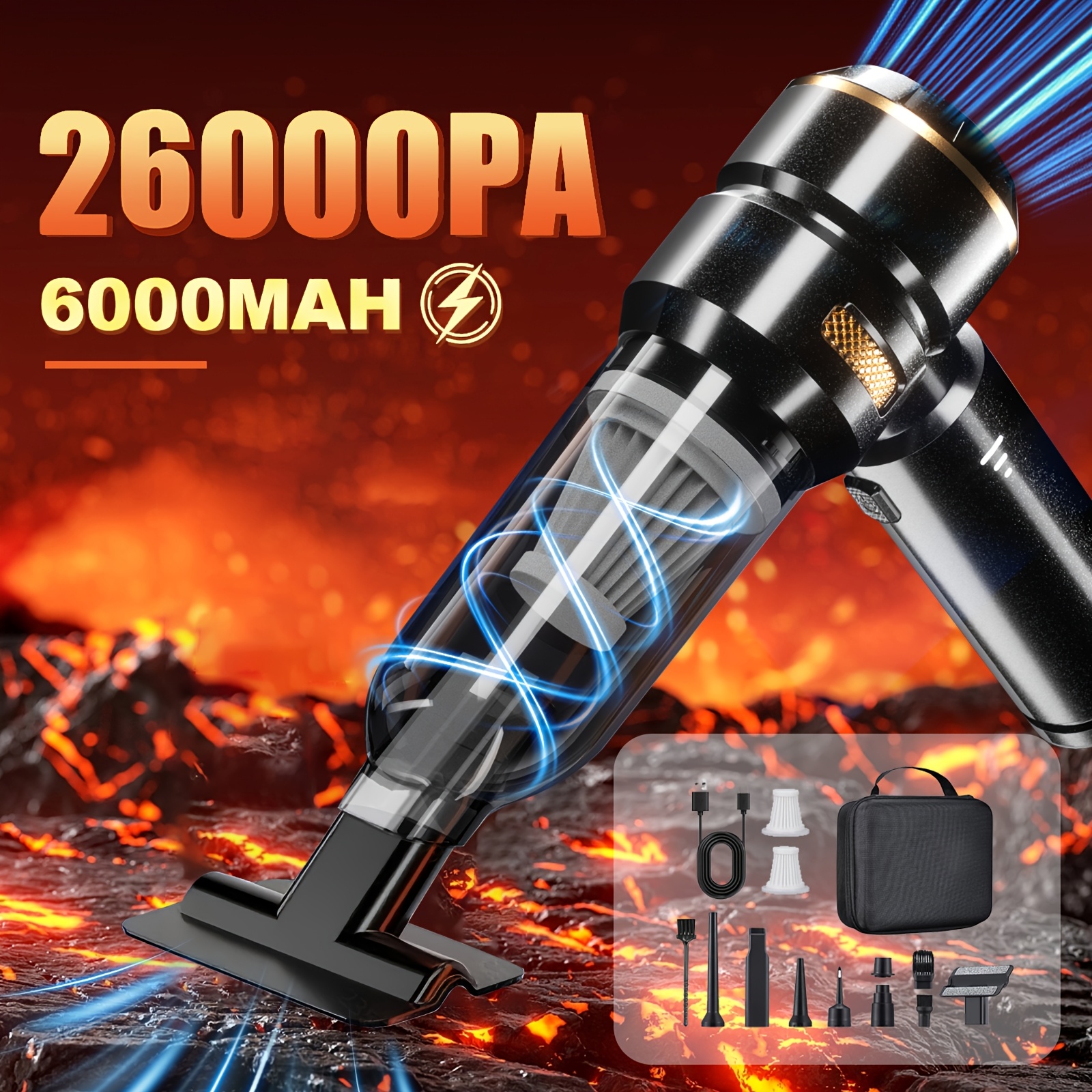 Image of 26000pa Car Vacuum Cleaner - Cordless Car & Home Use, Blower And Vacuum Cleaner Car, Handheld Vacuum Cleaner For Car High Power, 4-in-1 For Pet Hair/sofa/carpet With Easy-empty Dust Cup6