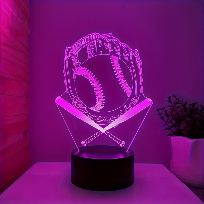Baseball , Creative 3d Small Table Lamp, Usb Interface, Switchable Multiple Light Colors, Desktop Ornament Table Lamp, Bedroom Decorative Lamp, Birthday Gift, Holiday Gift, Usb Lighting Fixture