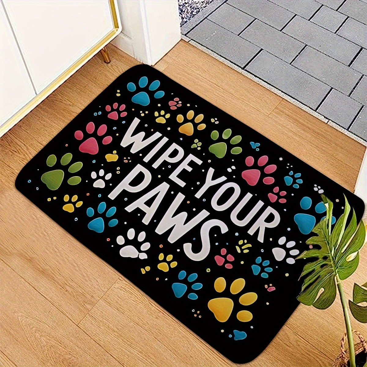 

1pc Paw " " -dry Mat, Polyester Entryway Carpet, Rectangular For , , , Bathroom - Pattern, , 580gsm, 1.2cm