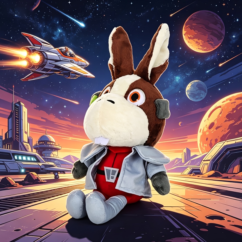 Peppy Hare Star Fox Plush Toy, Cute Space Rabbit