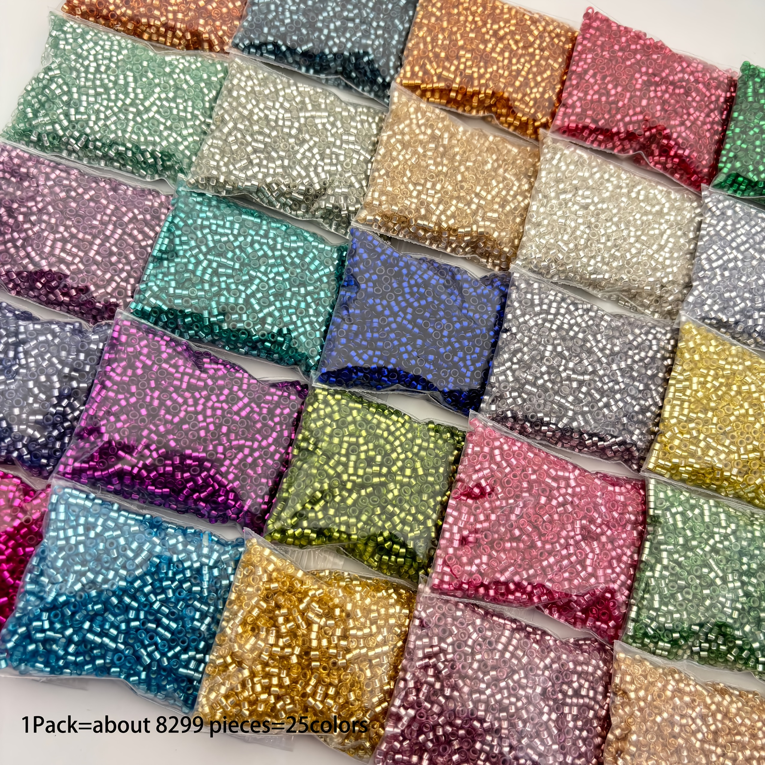 TEMU 8299 Perline di vetro premium foderate d', 25 colori, 2,5 mm - Kit per creazione di bracciali, collane, orecchini e bigiotteria fai da te - per