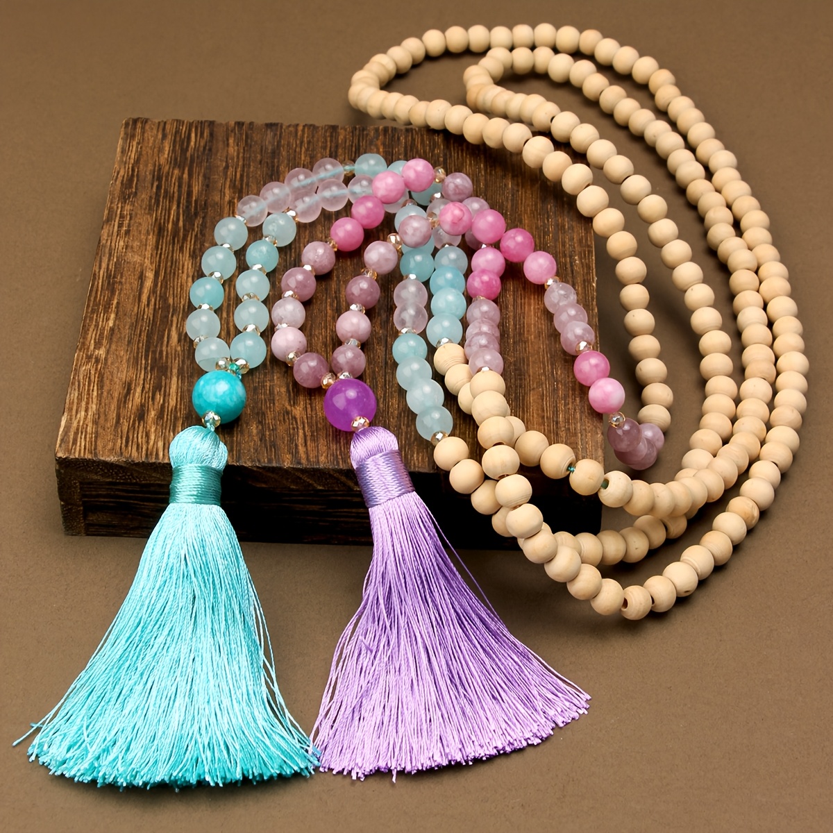 Women's Bohemian Tassel Beaded Long Necklace, Gift for Her