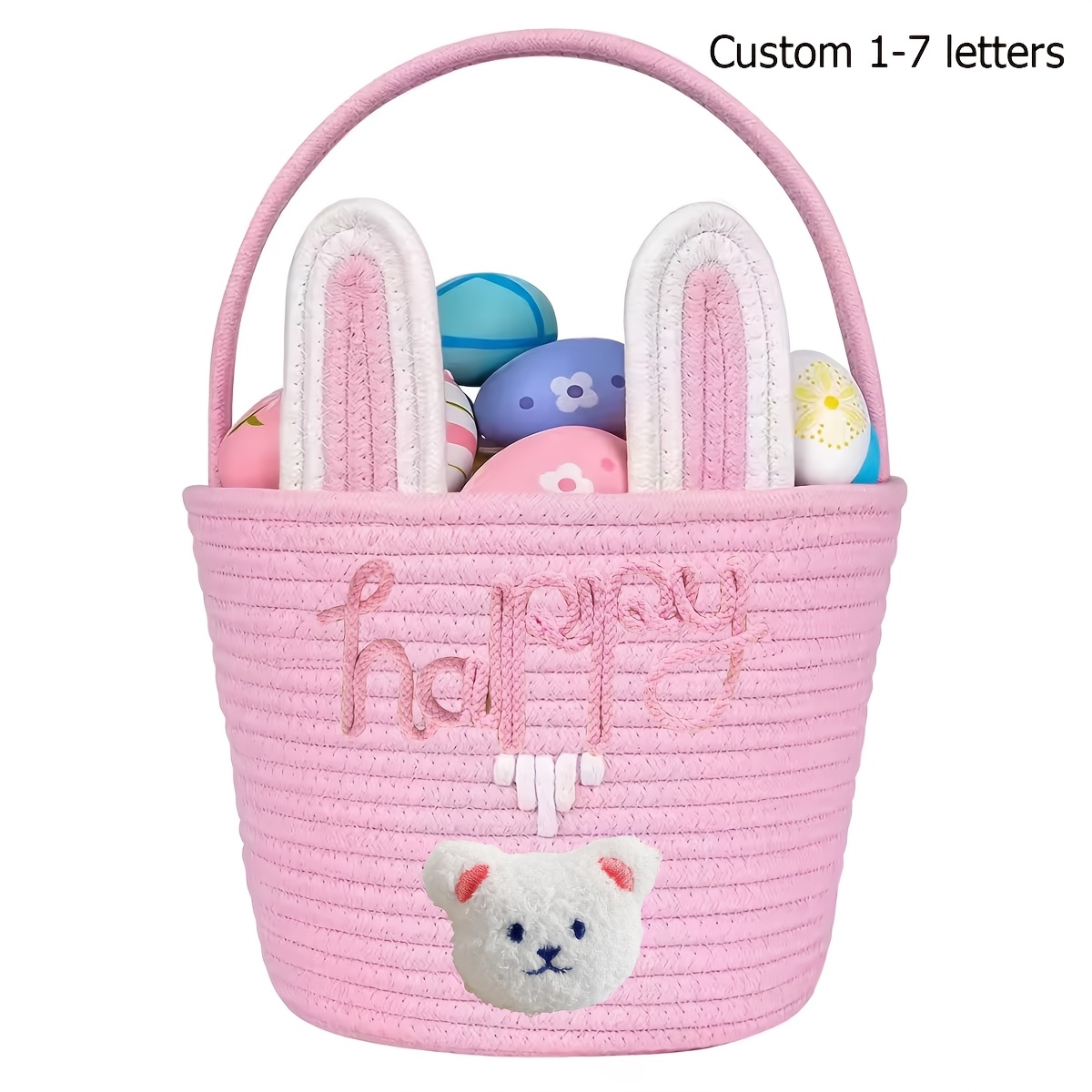 Personalized Custom Name Woven Rabbit Storage Basket
