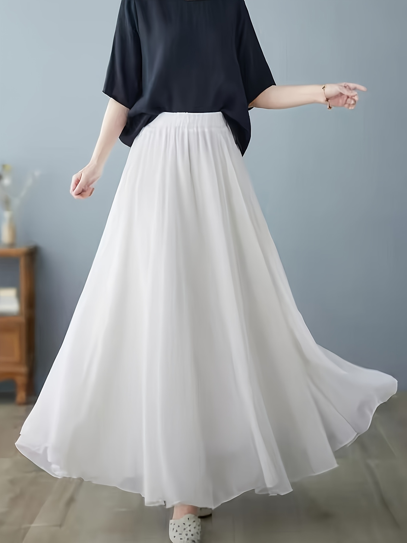 elegant womens high waist chiffon skirt a line flowy maxi Temu