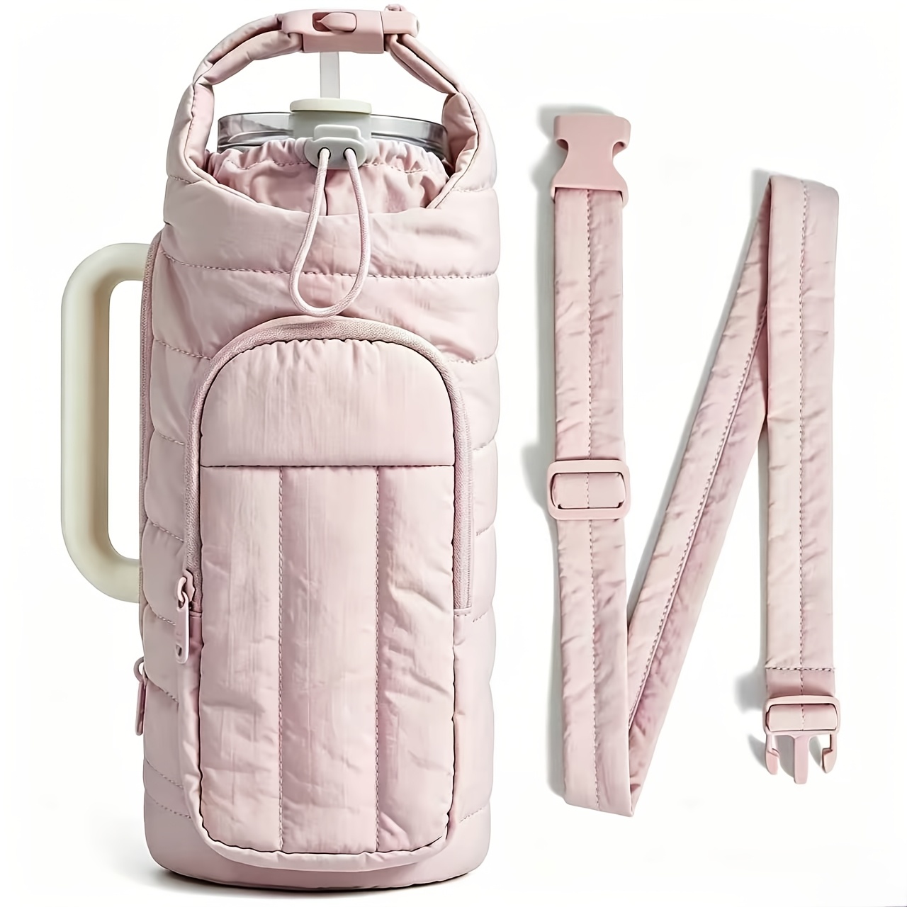 TEMU 1 ud. Bolsa portabotellas con correa, 40/32 oz, bolso cruzado, accesorios de gimnasio, bolsos bandolera para mujer, portabotellas deportivo para