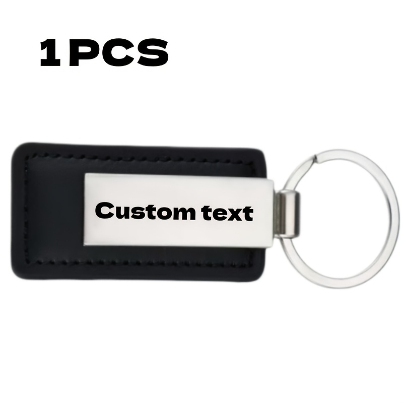 TEMU 1/10pcs- Laser Engraved Pu Keychain With Stainless Steel Id Card - Customizable Name And Phone Number Men's Keychain Father's Day Car Motorcycle