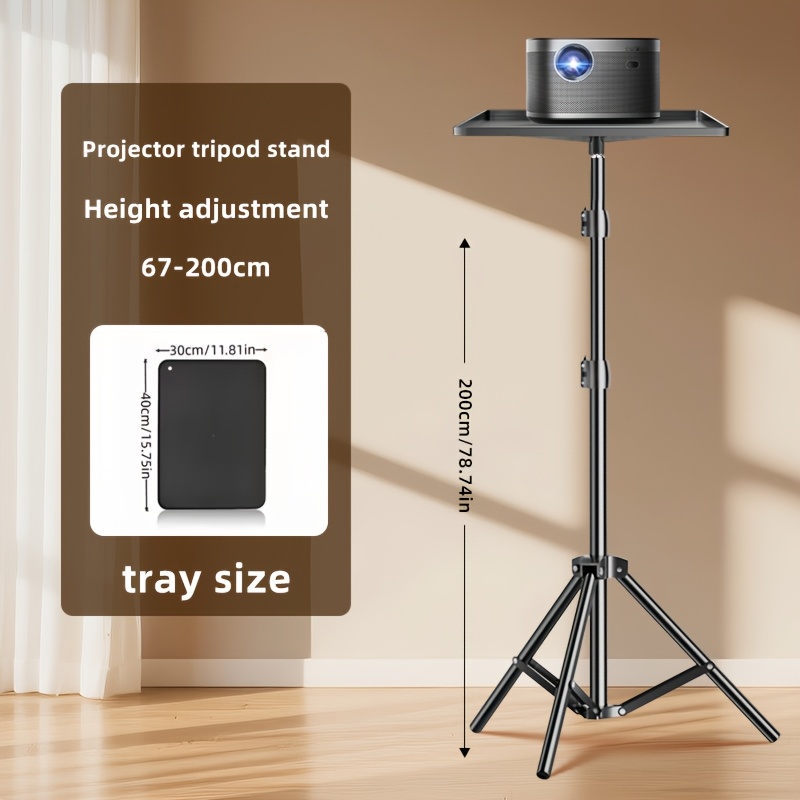 E-shop Multifunktionaler Projektor-Ständer mit höhenverstellbarem Tray, stabilem Metallstativ großem Tablett. Faltbar für einfache Transportfähigkeit.