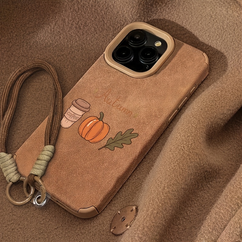 TEMU Phone Case: Coffee Pumpkin,suitable For Iphone 17 Pro Max 17air 16plus 15 14 13 12 11 Phone Cases, Equipped With A Hanging Rope, Male And Female