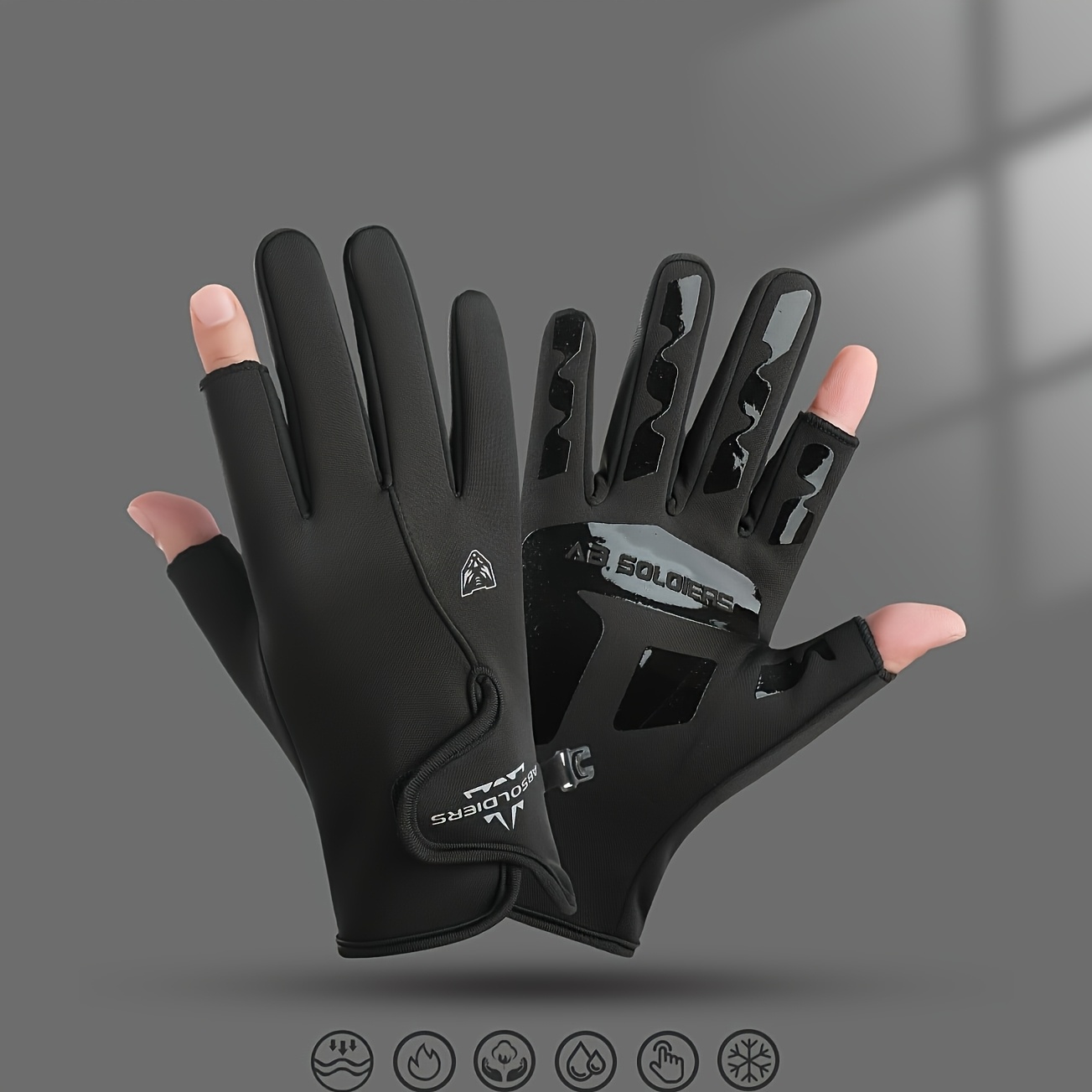 TEMU 1 Pair Of Men's Winter Two-finger Thermal Gloves, -lined, Thickened, Warm, Anti-slip, And Wear-resistant