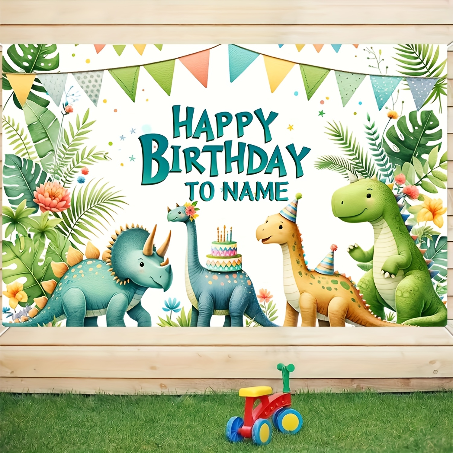 

Custom Dinosaur Birthday Party Backdrop - Personalized Name Banner, Diy Wall Decor For Home, No Power Needed