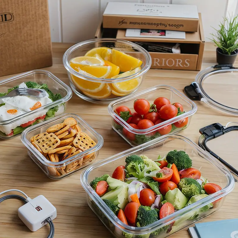 12pcs glass bento box 12 bowls 12 sealed lids glass fresh keeping box healthy and high quality bpa free microwave heating suitable for home and office food storage containers Product details 3