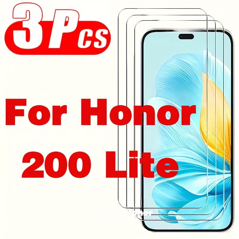 

3 pièces de protections d'écran en verre trempé brillant pour Honor 200 Lite, compatible 5G,