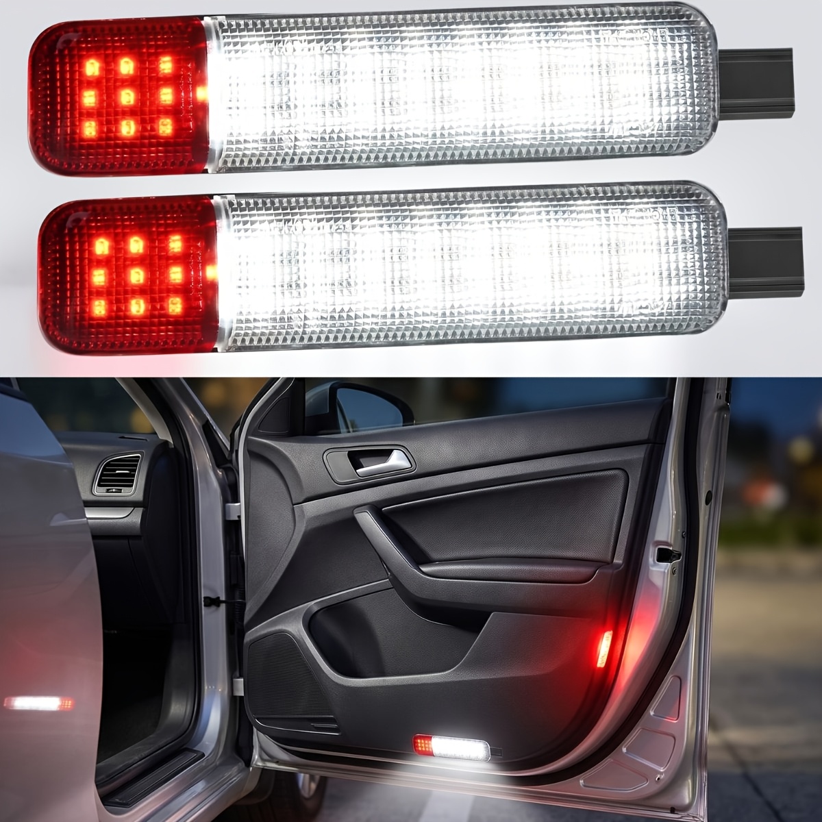TEMU Nilight Led Door Panel Lights 2pcs, White Warning Lights, Interior Replacement Lights For Chevy For Truck Suv