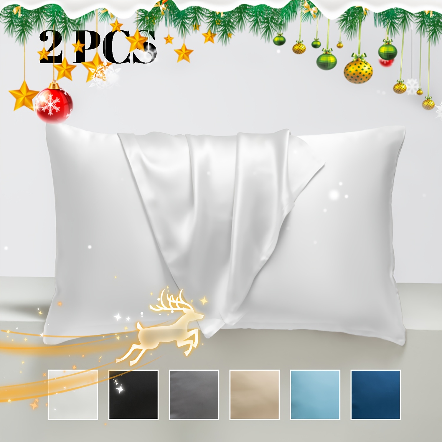 

2 Pcs 100% Pillowcase, Fall Bedding, , Silk Pillow Cases For Hair And Skin, Bed Pillow Cover With Hidden Zipper, Present For Women Men